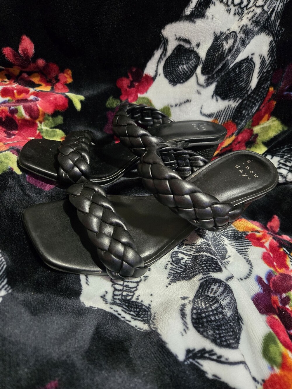 A New Day Black Braided Slide Sandals - Women